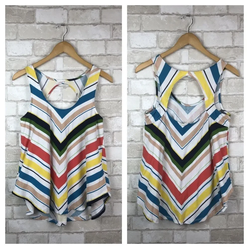 Anthro Deletta Chevron Striped Trapeze Swing Tank Top Size M